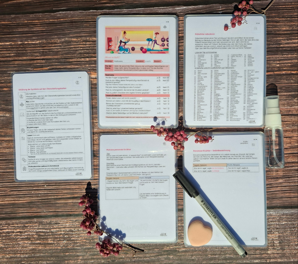 story2bee Überarbeitungskasten - Special Edition: Liebesroman - Dein Wegweiser für guten Stil (Schreibwerkzeug, Schreibratgeber, Schreibstil verbessern, Nachschlagewerk)