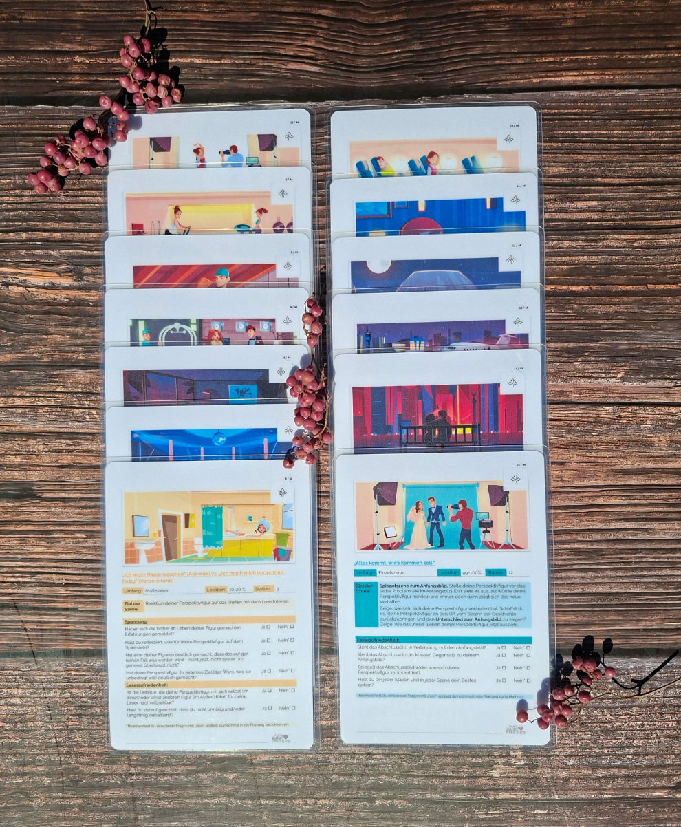 story2bee Überarbeitungskasten - Special Edition: Liebesroman - Dein Wegweiser für guten Stil (Schreibwerkzeug, Schreibratgeber, Schreibstil verbessern, Nachschlagewerk)